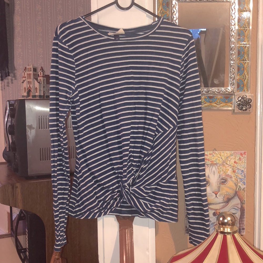 Striped Knot Front Fashion Top